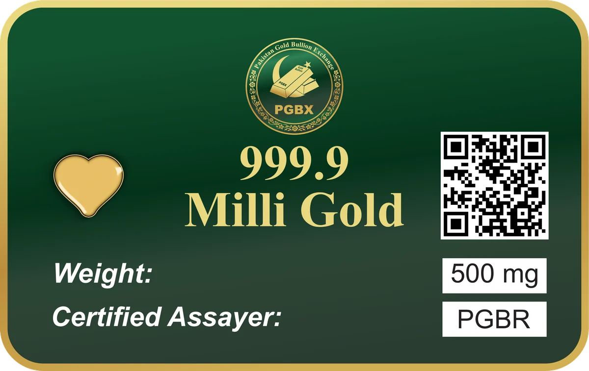 PGBX Milligold 500 mg card, front